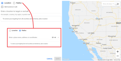 google ads location targeting
