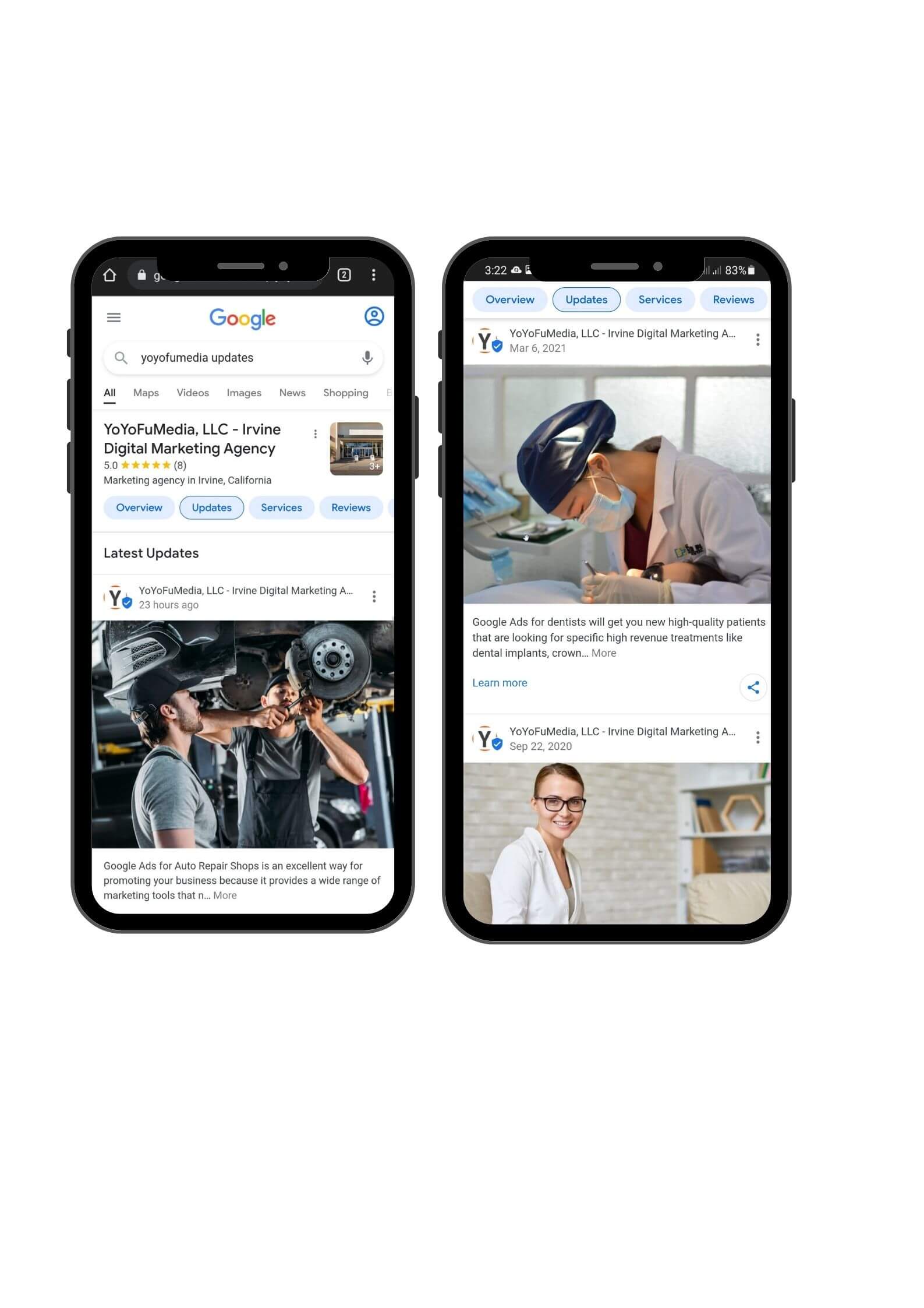 Sample of a Google My Business post on mobile