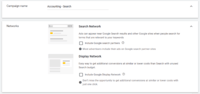 campaign name and network