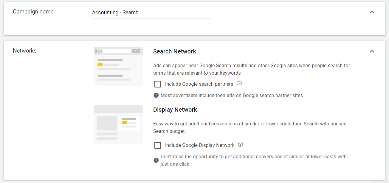 campaign name and network