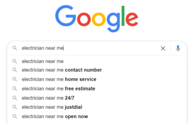 electrician near me google autocomplete