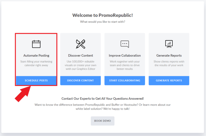 welcome page - automate pages promorepublic
