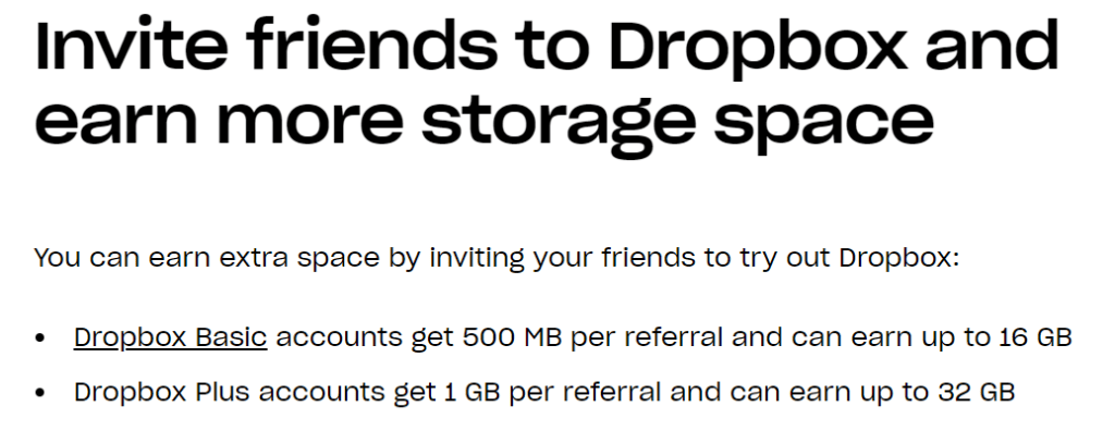Dropbox Invite a friend