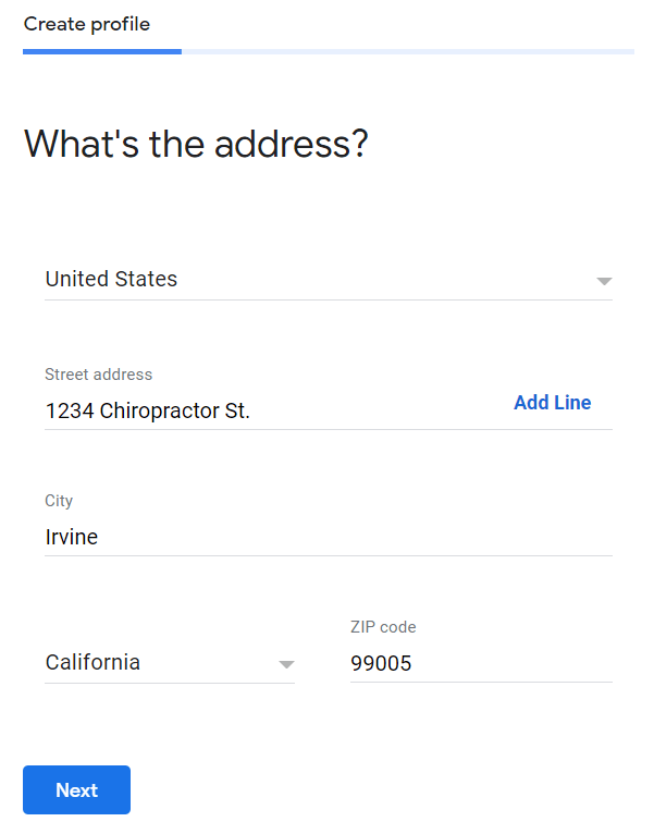 Add your address for GMB
