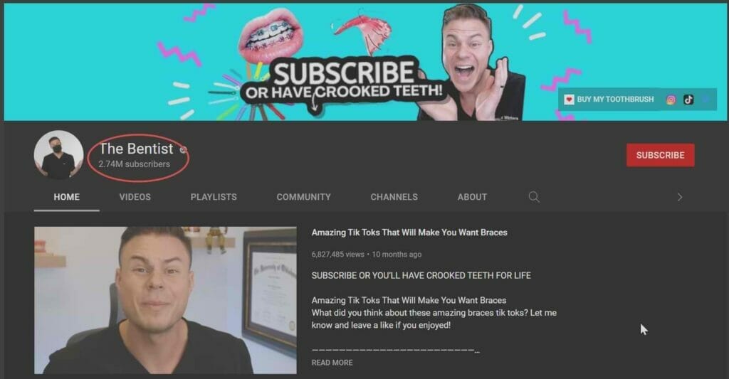 The bentist youtube account