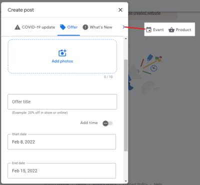 Create different kind of posts for your Google My Business