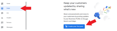 Create your first post for Google My Business 