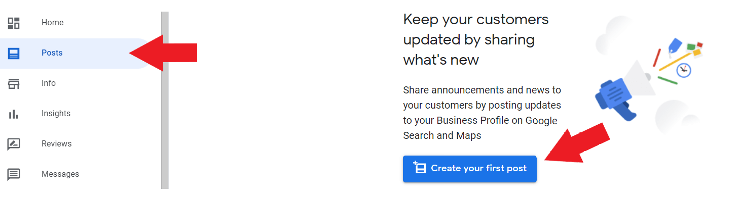 Create your first post for Google My Business 