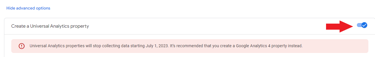 Create Universal Analytics property