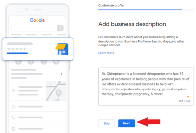 Add description to your business profile