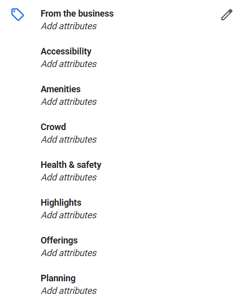 Edit attributes in Google My Business