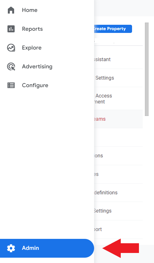 GA4 admin settings
