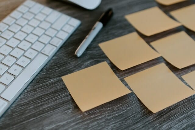 Sticky notes and marker used in brainstorming ideas in creating a patient referral program