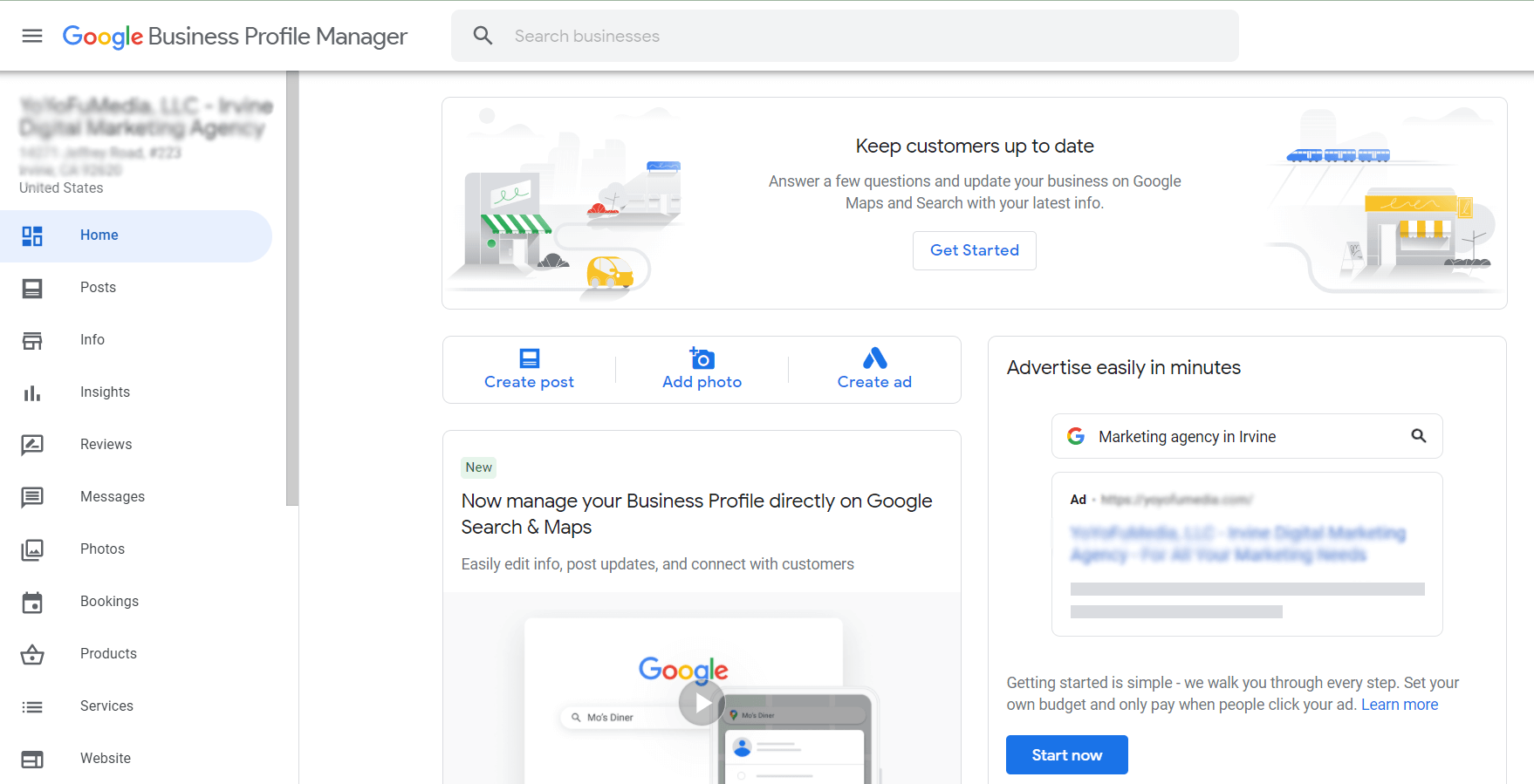 Google My Business Account preview
