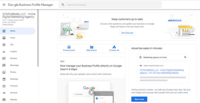 Google My Business Account preview