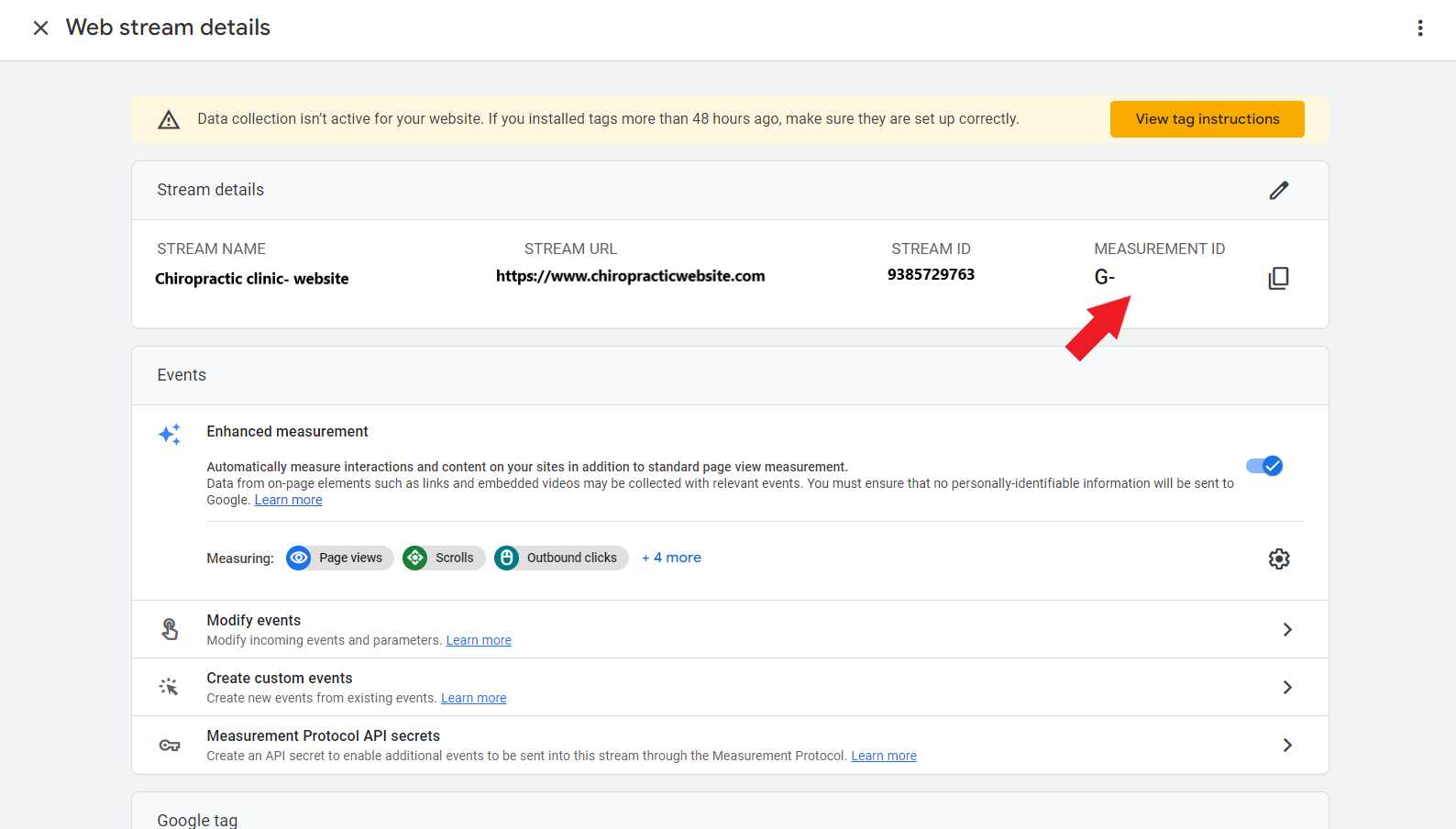 Web stream details of a chiropractic clinic website