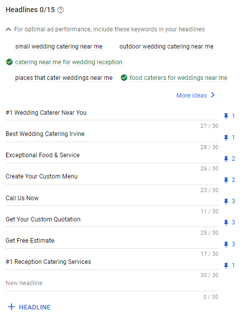 Description sample for catering services