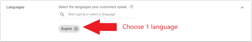 Choose one language for Google Ads