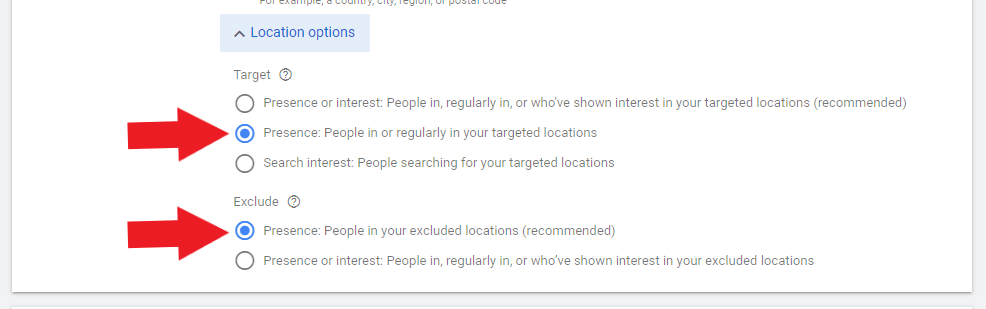 Select "Presence"only