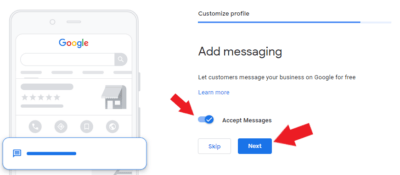 Messaging option for GMB
