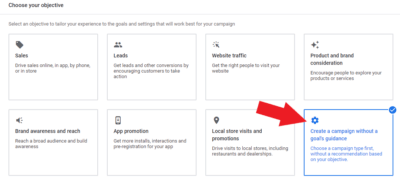 Create a campaign without guide