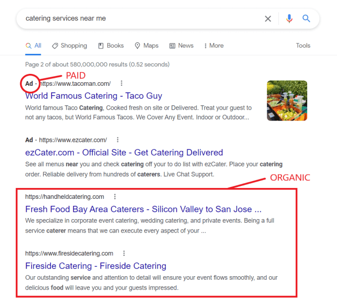 Paid Vs Organic Google Search Result