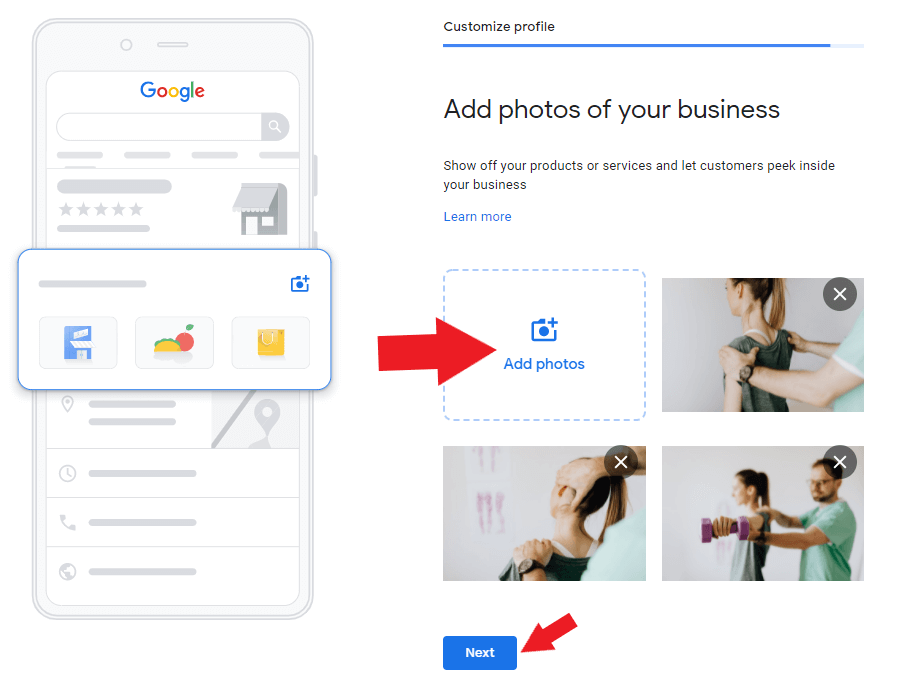 Add photos to your business profile
