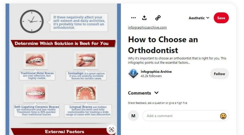 Pinterest idea for orthodontists using an infographic