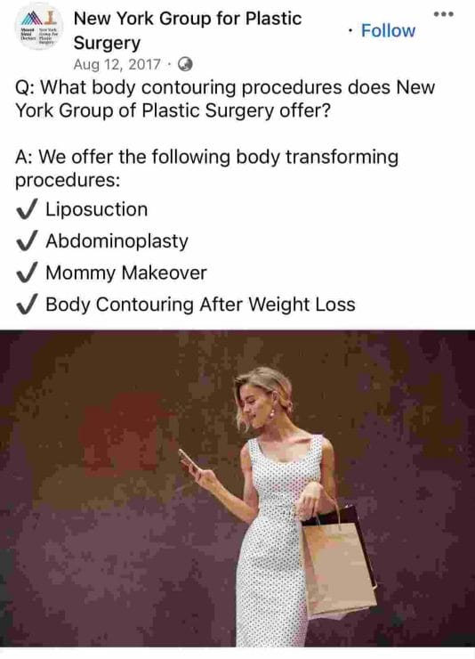 Q&A posts as one of the plastic surgery social media ideas