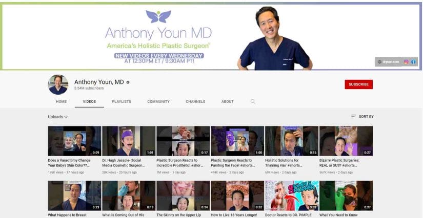 Plastic surgery social media ideas using Youtube