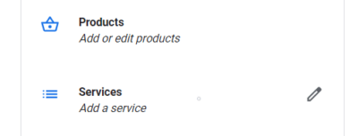 Info products and services tab