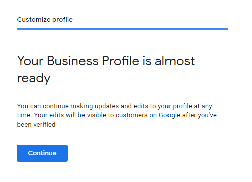 Business profile almost ready 