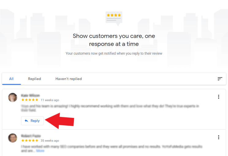 Review page on Google My Business
