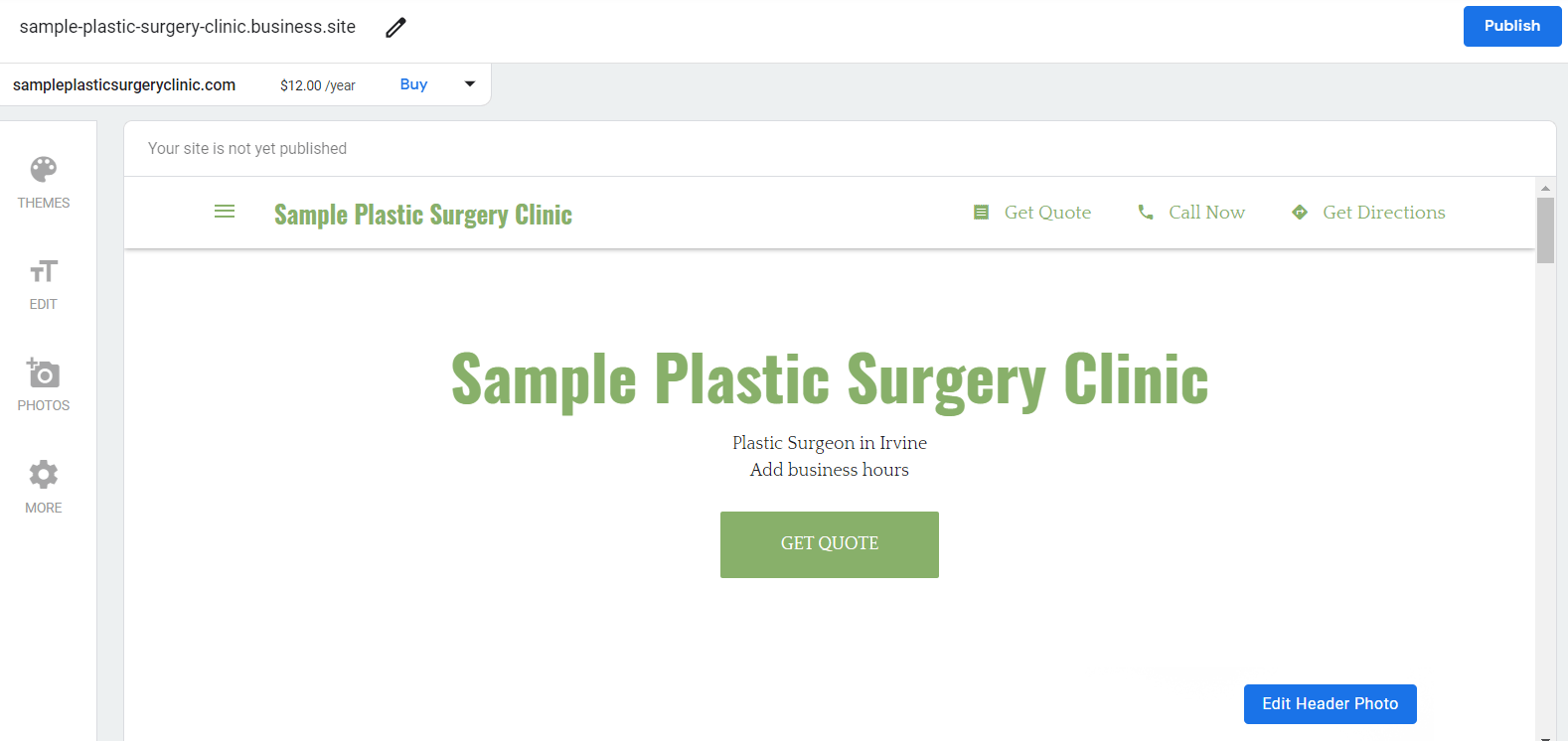 Sample website for Google My Business for plastic surgeons
