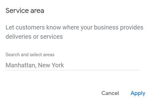 Add service area for Google My Business