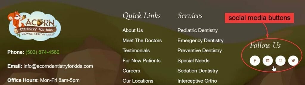 social sharing buttons for pediatric dentist website