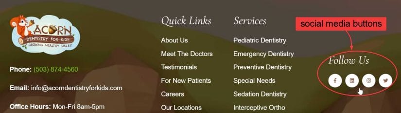 social sharing buttons for pediatric dentist website