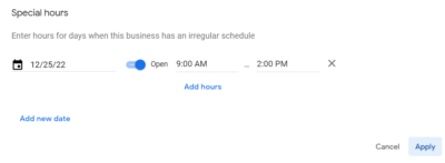 Add special hours to your business profile