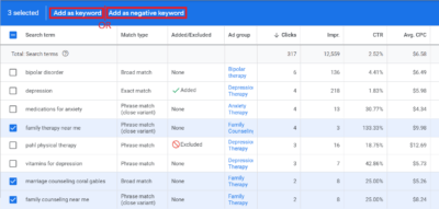 Add or remove keywords