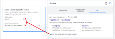 Add call to action to your lead form link