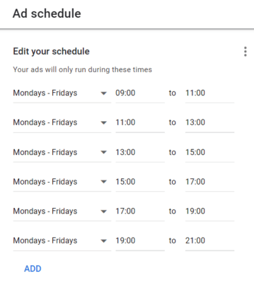 Segment schedule into 6 parts