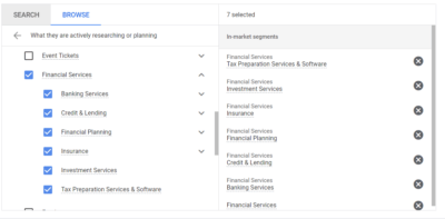 Select audience that is related to your industry
