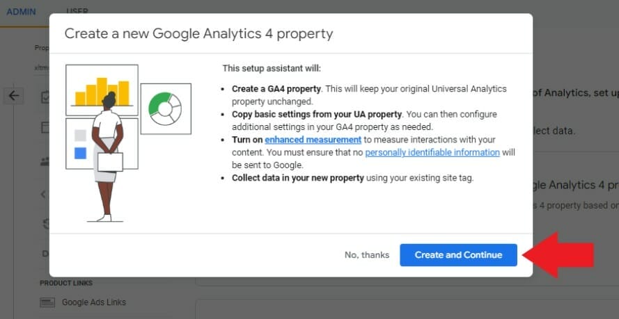 Continue by pressing the create button on the pop-up