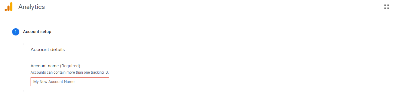 Account set up in Google Analytics
