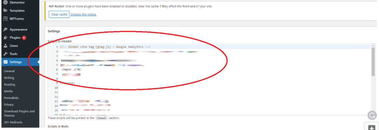Google Analytics Tag code on WordPress