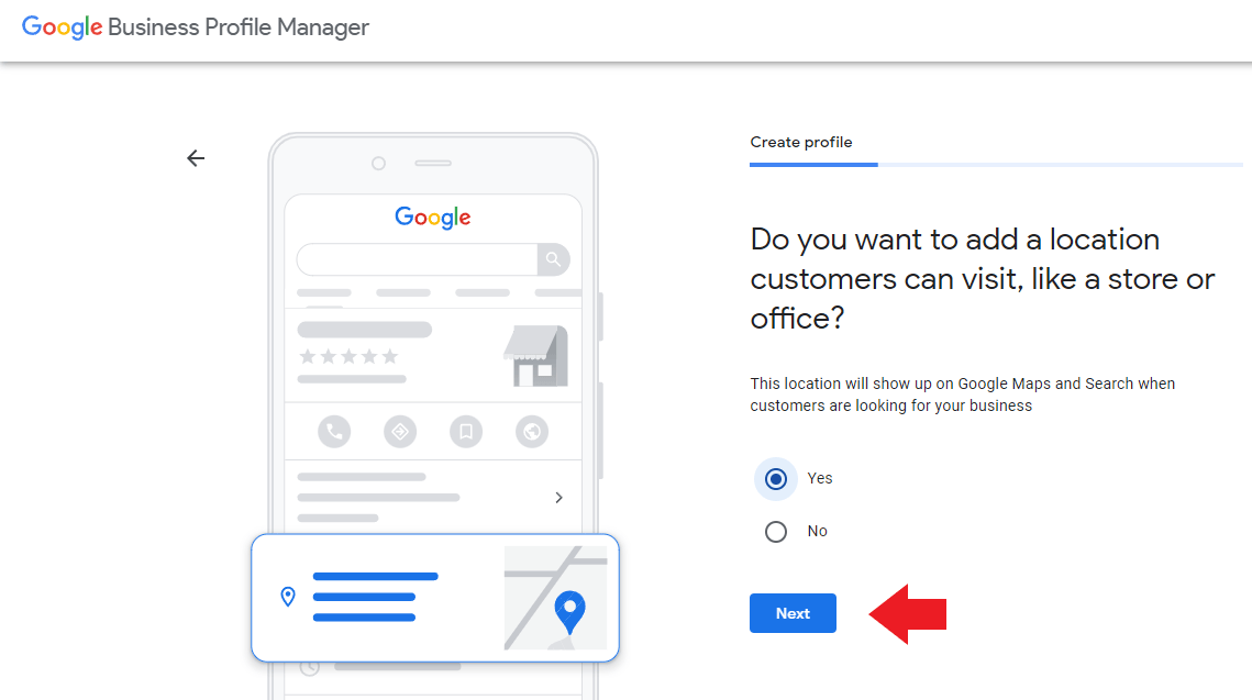 Select "Yes" between the options so that patients can visit your care center