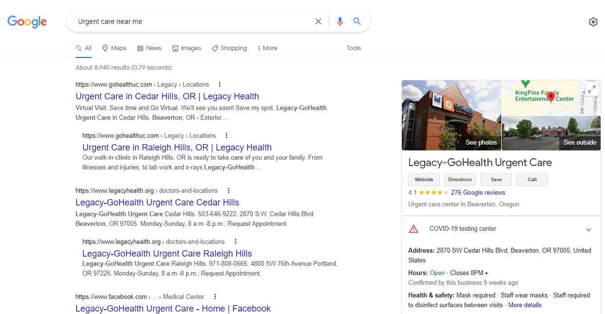 Google My Business for urgent care centers