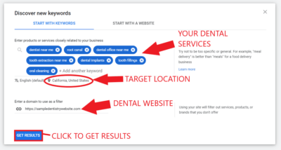 Input necessary details for keyword planner