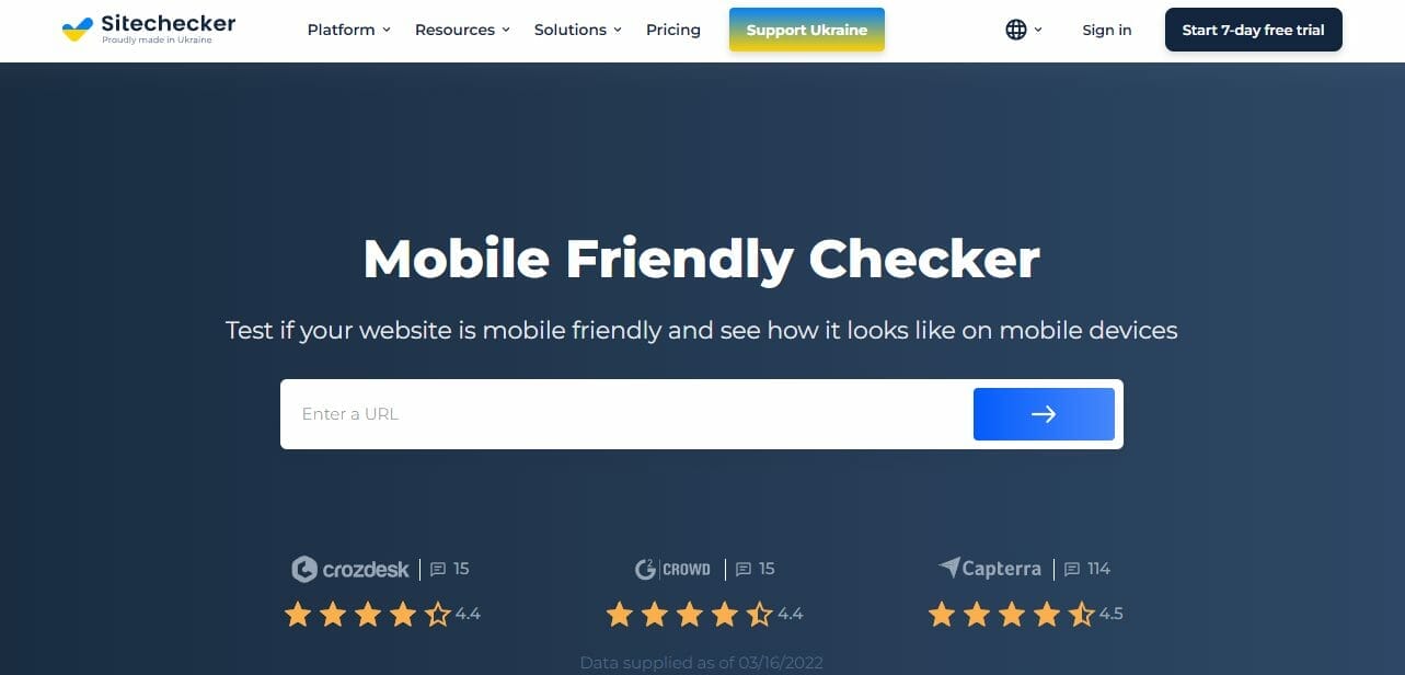 Mobile friendly checker tool named Site Checker