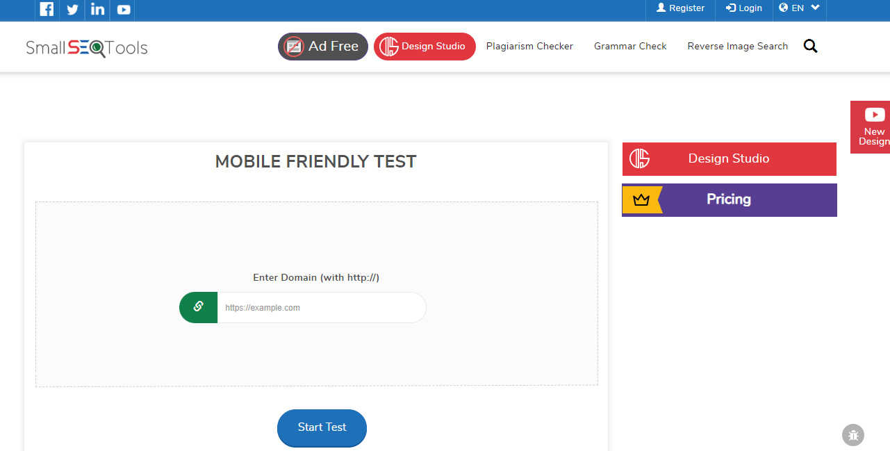 A tool to check mobile friendly site for chiropractors named Small SEO tools
